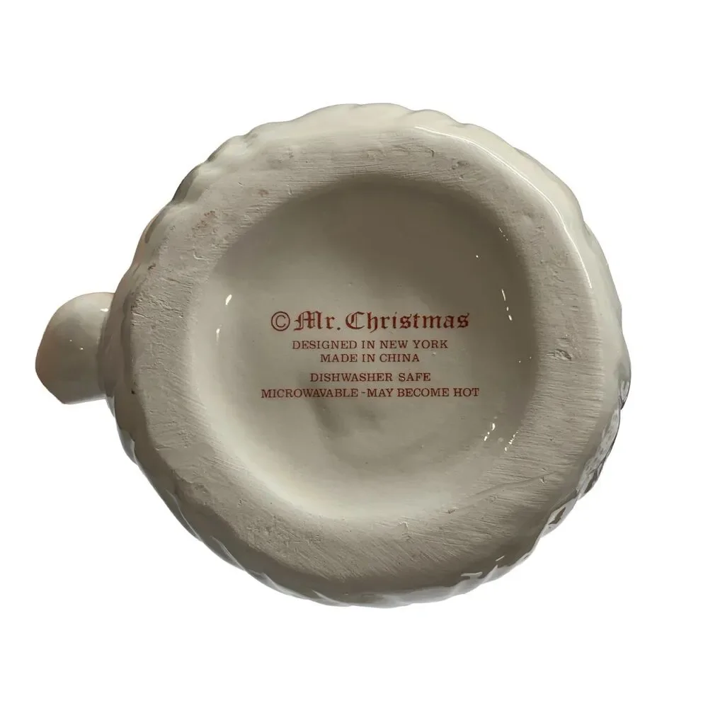 3D Mr. Christmas Santa & Mrs. Claus Mugs with Santa Face Dish 3-Piece Set